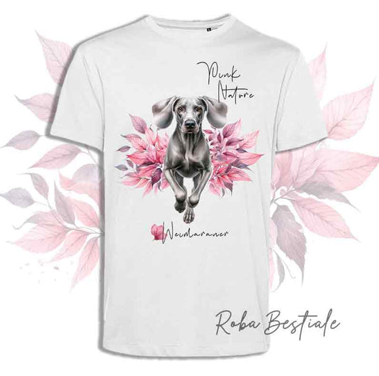 T-Shirt PINK NATURE - WEIMARANER Grigio Capriolo - Uomo o Donna - dalla XS alla 5XL