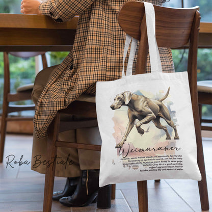 Shopper BEHAVIOR - WEIMARANER Grigio Capriolo - Standard FCI - Diversi colori disponibili, 100% Cotone