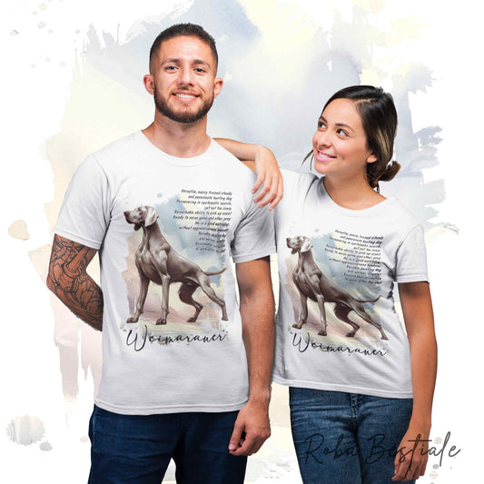 T-Shirt BEHAVIOR - WEIMARANER Grigio Topo - Standard FCI - 100% Cotone - dalla XS alla 5XL