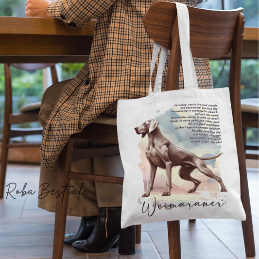 Shopper BEHAVIOR - WEIMARANER Grigio Topo - Standard FCI - Diversi colori disponibili, 100% Cotone