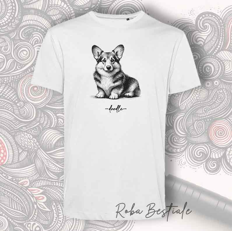 T-Shirt DOODLE - WELSH CORGI CARDIGAN