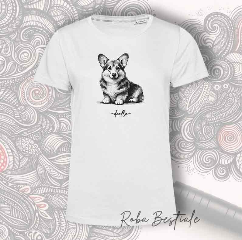 T-Shirt DOODLE - WELSH CORGI CARDIGAN