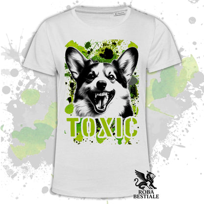 T-Shirt TOXIC - WELSH CORGI CARDIGAN - Bianca o Beige, da Uomo o da Donna - dalla XS alla 5XL