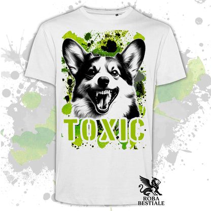 T-Shirt TOXIC - WELSH CORGI CARDIGAN - Bianca o Beige, da Uomo o da Donna - dalla XS alla 5XL