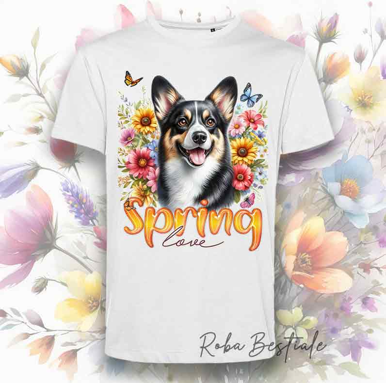 T-Shirt SPRING Love - WELSH CORGI CARDIGAN Black Tricolor