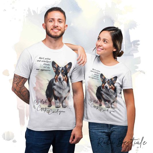 T-Shirt BEHAVIOR - WELSH CORGI CARDIGAN Black Tricolor - Standard FCI - 100% Cotone - dalla XS alla 5XL