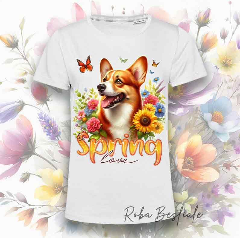 SPRING LOVE T-Shirt - WELSH CORGI CARDIGAN Red