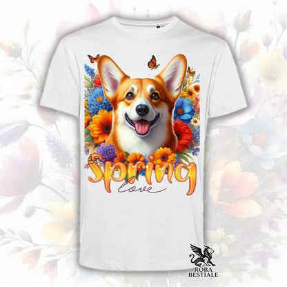 T-Shirt SPRING LOVE - WELSH CORGI CARDIGAN Red - Bianca o Beige, da Uomo o da Donna - dalla XS alla 5XL
