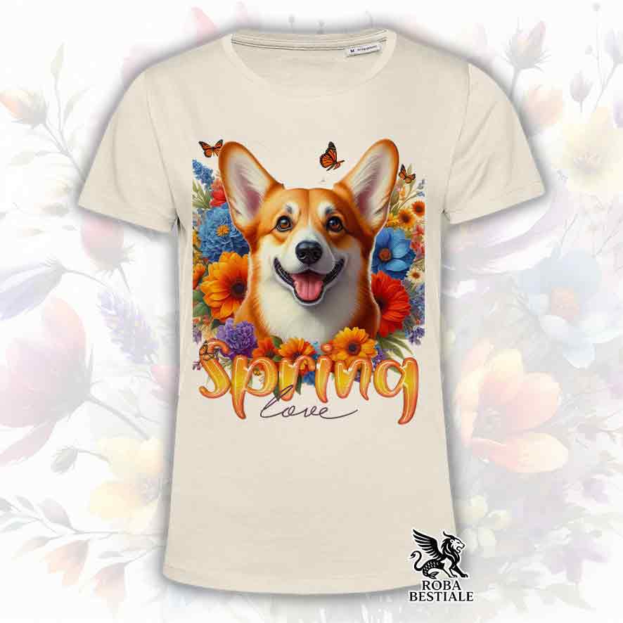 T-Shirt SPRING LOVE - WELSH CORGI CARDIGAN Red - Bianca o Beige, da Uomo o da Donna - dalla XS alla 5XL