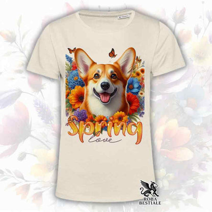 T-Shirt SPRING LOVE - WELSH CORGI CARDIGAN Red - Bianca o Beige, da Uomo o da Donna - dalla XS alla 5XL
