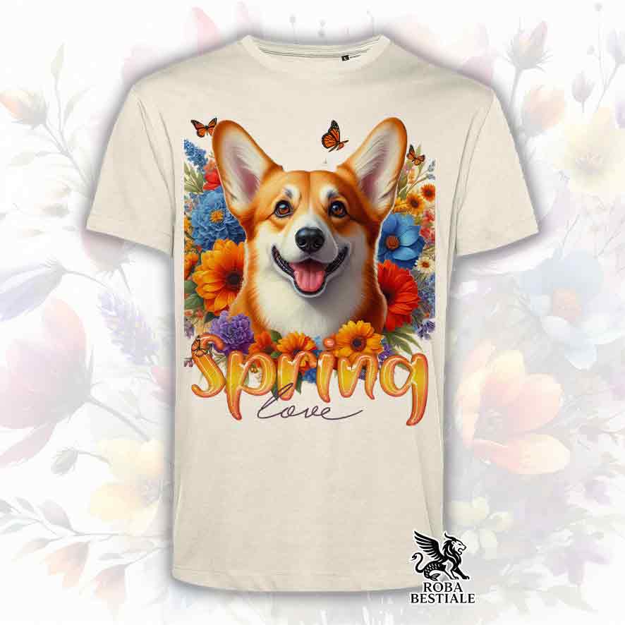 T-Shirt SPRING LOVE - WELSH CORGI CARDIGAN Red - Bianca o Beige, da Uomo o da Donna - dalla XS alla 5XL