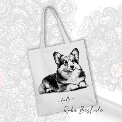 DOODLE Elegance Shopper - Welsh Corgi Pembroke - Various colors available, 100% Cotton