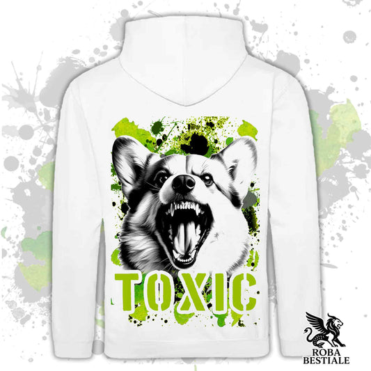Felpa TOXIC - WELSH CORGI PEMBROKE - Con Cappuccio e Tasconi, Unisex, in tanti colori - dalla XS alla 5XL