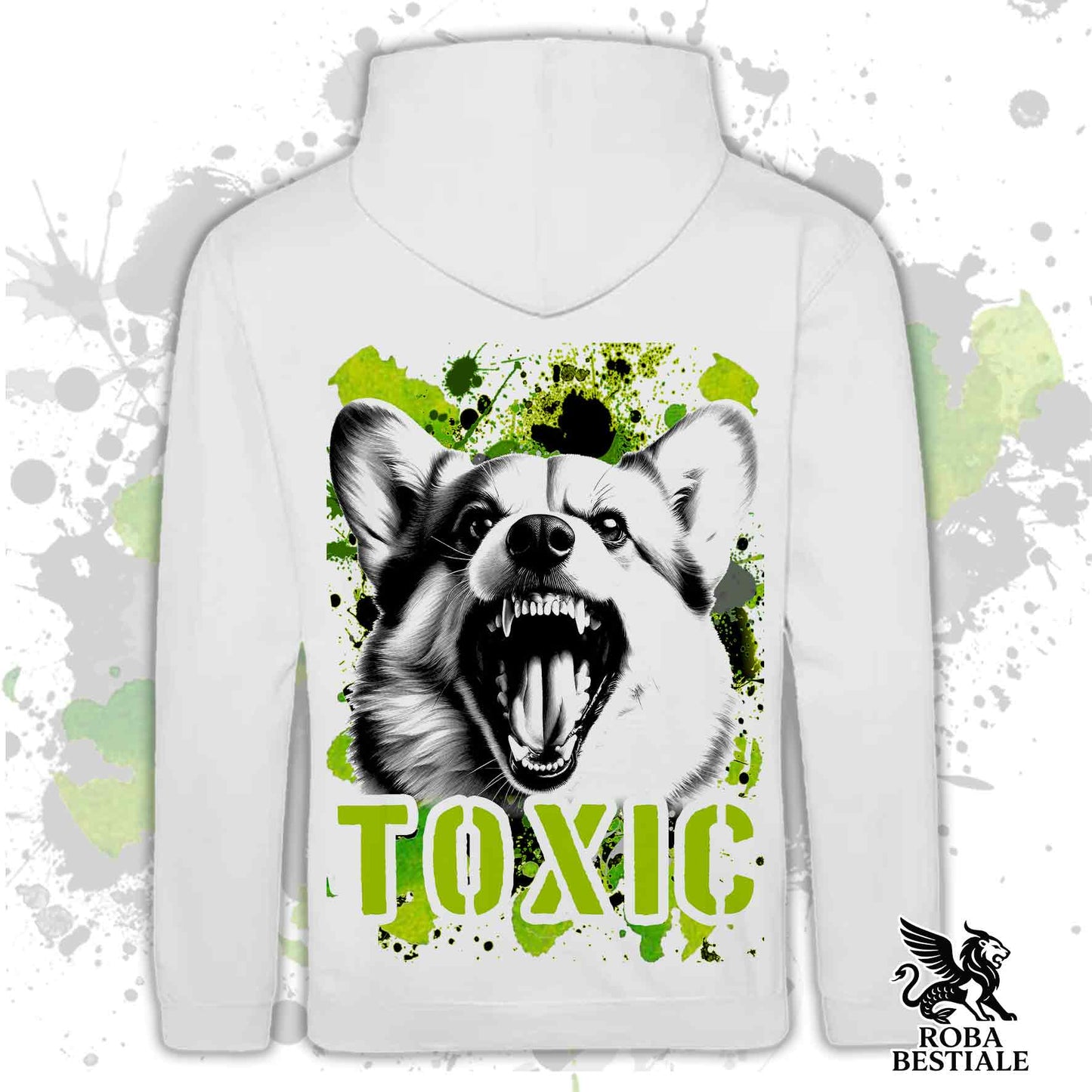 Felpa TOXIC - WELSH CORGI PEMBROKE - Con Cappuccio e Tasconi, Unisex, in tanti colori - dalla XS alla 5XL