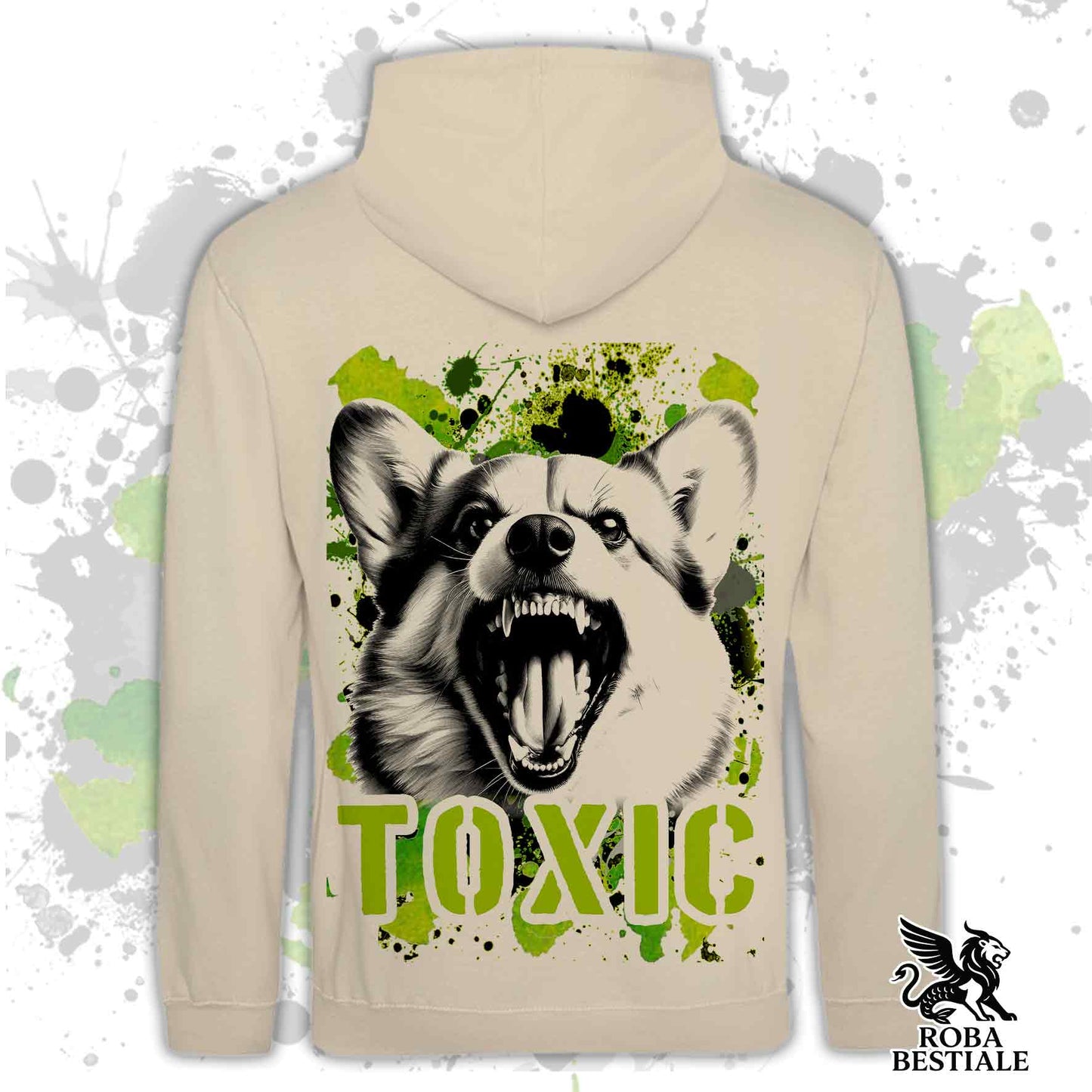 Felpa TOXIC - WELSH CORGI PEMBROKE - Con Cappuccio e Tasconi, Unisex, in tanti colori - dalla XS alla 5XL