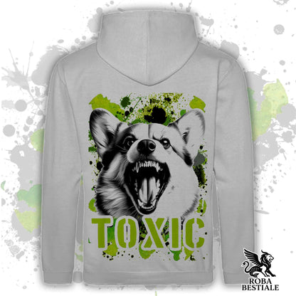 Felpa TOXIC - WELSH CORGI PEMBROKE - Con Cappuccio e Tasconi, Unisex, in tanti colori - dalla XS alla 5XL