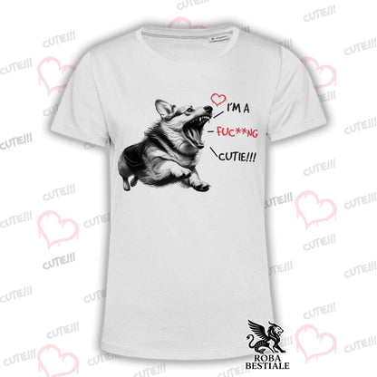 T-Shirt CUTIE - WELSH CORGI PEMBROKE - Bianca o Beige, da Uomo o da Donna - dalla XS alla 5XL