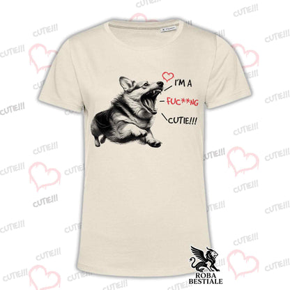 T-Shirt CUTIE - WELSH CORGI PEMBROKE - Bianca o Beige, da Uomo o da Donna - dalla XS alla 5XL