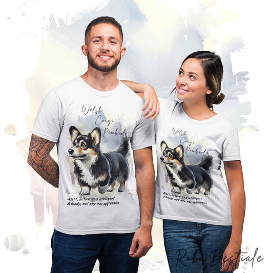 T-Shirt BEHAVIOR - WELSH CORGI PEMBROKE Black Tricolor - Standard FCI - 100% Cotone - dalla XS alla 5XL
