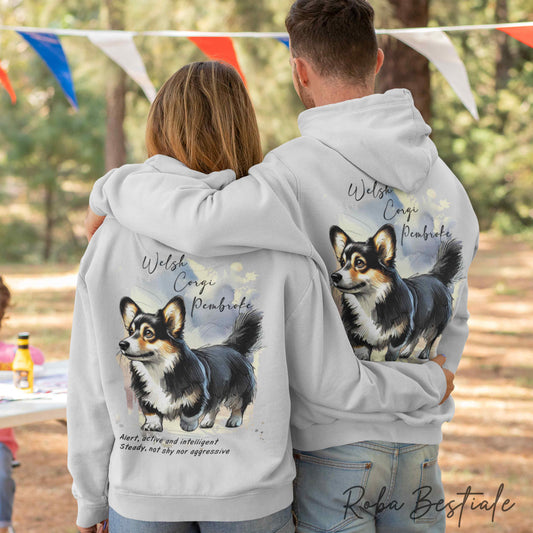 Felpa BEHAVIOR - WELSH CORGI PEMBROKE Black Tricolor - Standard FCI - Unisex - Grigia - dalla XS alla 3XL