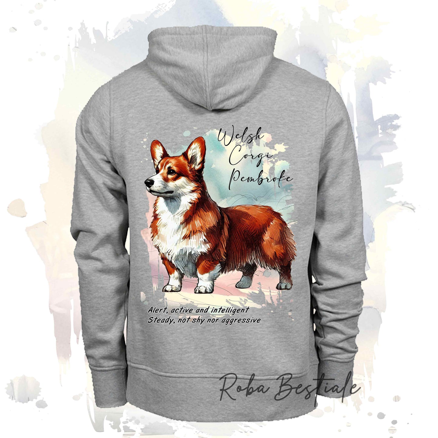 Felpa BEHAVIOR - WELSH CORGI PEMBROKE Rosso - Standard FCI - Unisex - Grigia - dalla XS alla 3XL