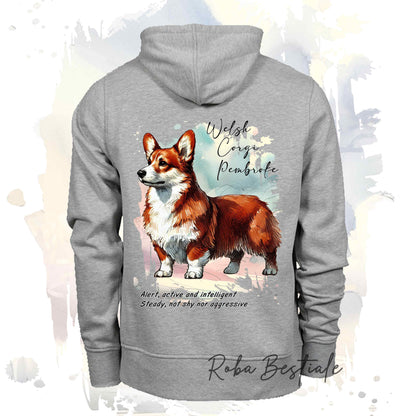 Felpa BEHAVIOR - WELSH CORGI PEMBROKE Rosso - Standard FCI - Unisex - Grigia - dalla XS alla 3XL