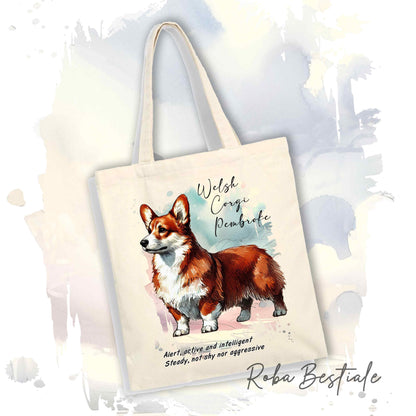 Shopper BEHAVIOR - WELSH CORGI PEMBROKE Rosso - Standard FCI - Diversi colori disponibili, 100% Cotone