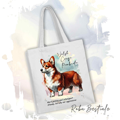 Shopper BEHAVIOR - WELSH CORGI PEMBROKE Rosso - Standard FCI - Diversi colori disponibili, 100% Cotone