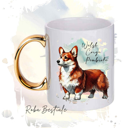 Tazza BEHAVIOR - WELSH CORGI PEMBROKE Rosso - Standard FCI - In Ceramica, con manico dorato - 330 ml