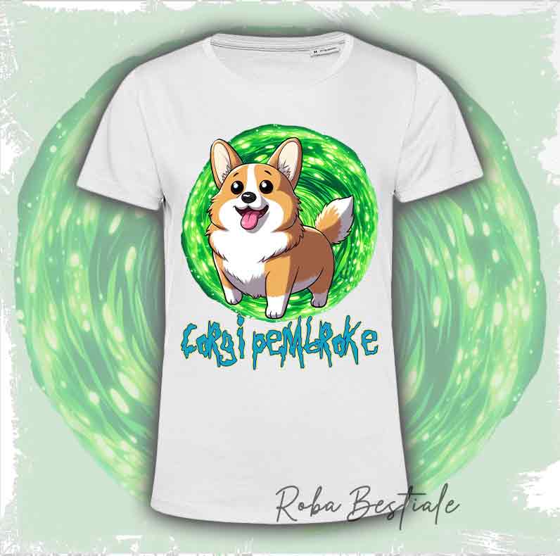 RICK &amp; MORTY T-Shirt - WELSH CORGI PEMBROKE Red