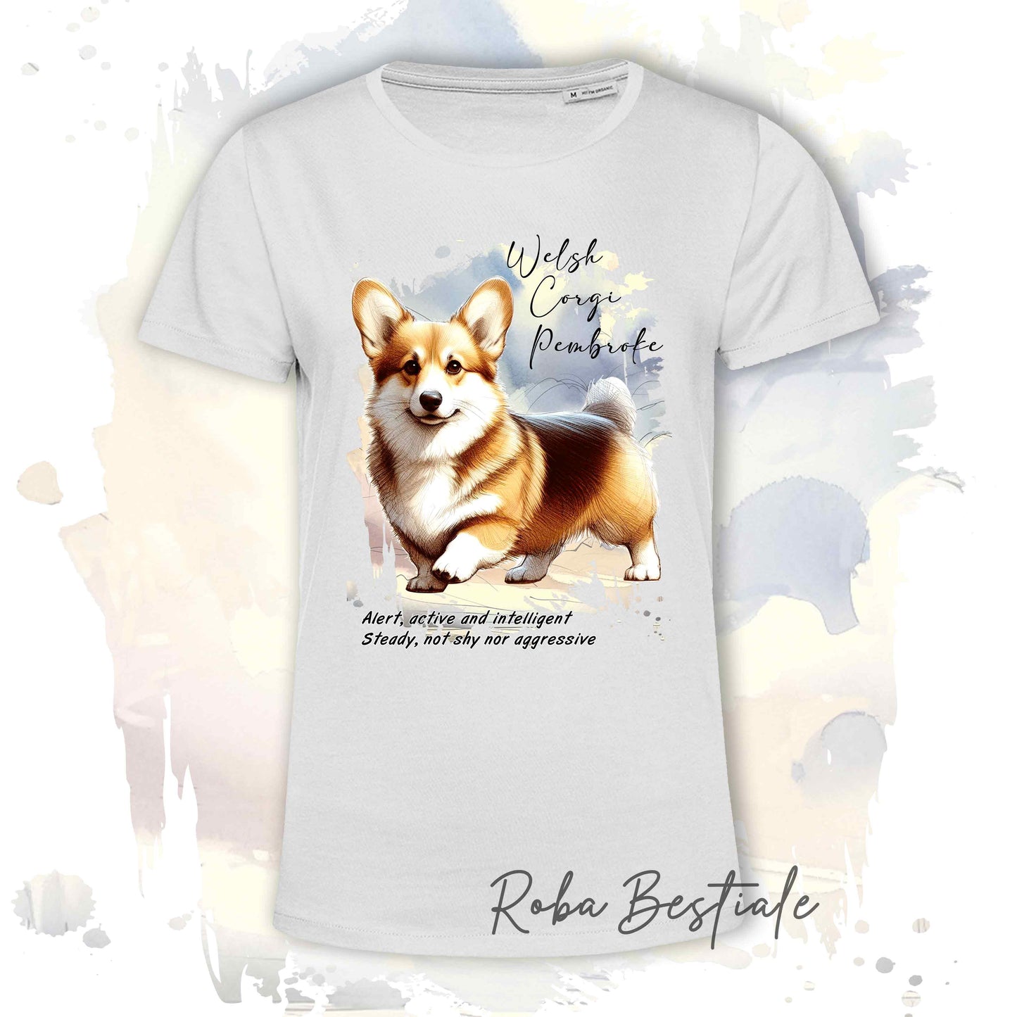T-Shirt BEHAVIOR - WELSH CORGI PEMBROKE Zibellino - Standard FCI - 100% Cotone - dalla XS alla 5XL