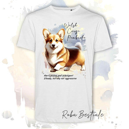 T-Shirt BEHAVIOR - WELSH CORGI PEMBROKE Zibellino - Standard FCI - 100% Cotone - dalla XS alla 5XL