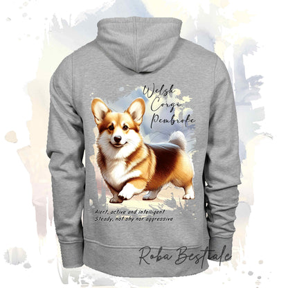 Felpa BEHAVIOR - WELSH CORGI PEMBROKE Zibellino - Standard FCI - Unisex - Grigia - dalla XS alla 3XL