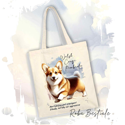 Shopper BEHAVIOR - WELSH CORGI PEMBROKE Zibellino - Standard FCI - Diversi colori disponibili, 100% Cotone