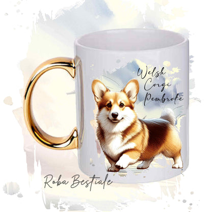 Tazza BEHAVIOR - WELSH CORGI PEMBROKE Zibellino - Standard FCI - In Ceramica, con manico dorato - 330 ml