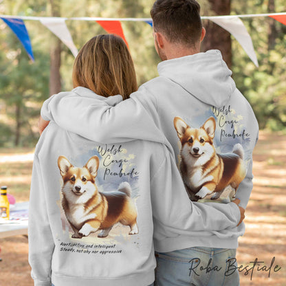 Felpa BEHAVIOR - WELSH CORGI PEMBROKE Zibellino - Standard FCI - Unisex - Grigia - dalla XS alla 3XL