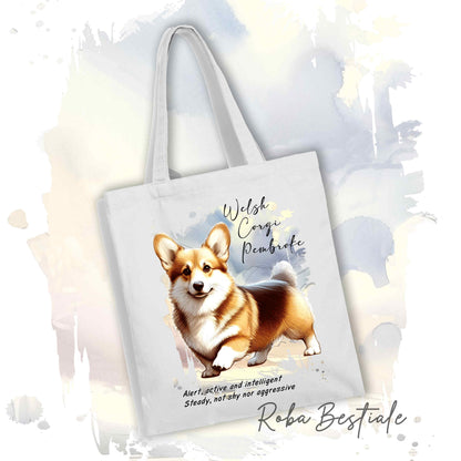 Shopper BEHAVIOR - WELSH CORGI PEMBROKE Zibellino - Standard FCI - Diversi colori disponibili, 100% Cotone
