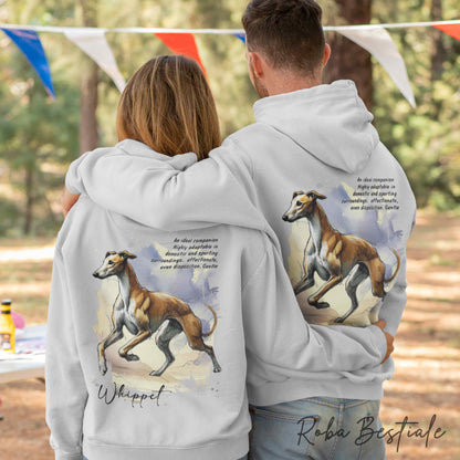 Felpa BEHAVIOR - WHIPPET Bianco e Arancio - Standard FCI - Unisex - Grigia - dalla XS alla 3XL
