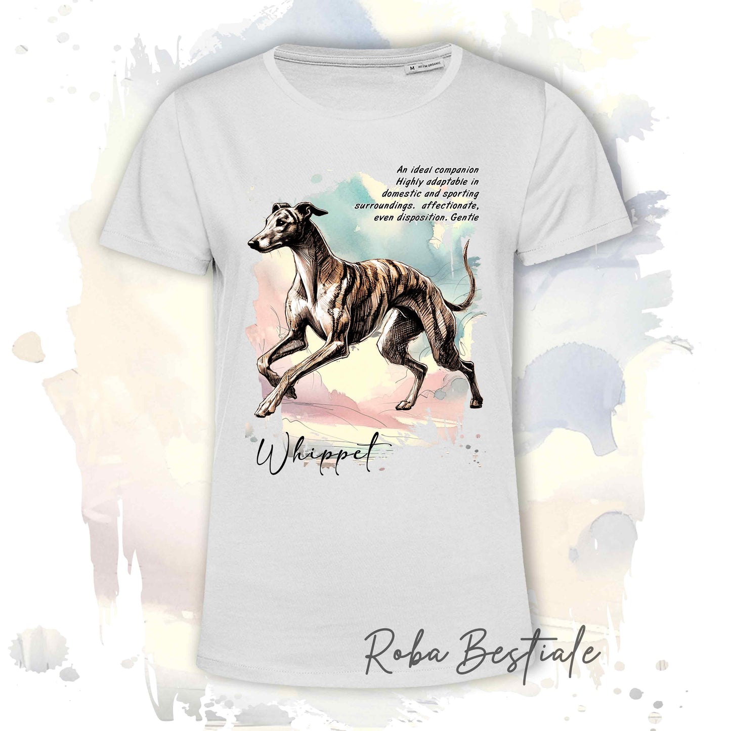 T-Shirt BEHAVIOR - WHIPPET Tigrato - Standard FCI - 100% Cotone - dalla XS alla 5XL