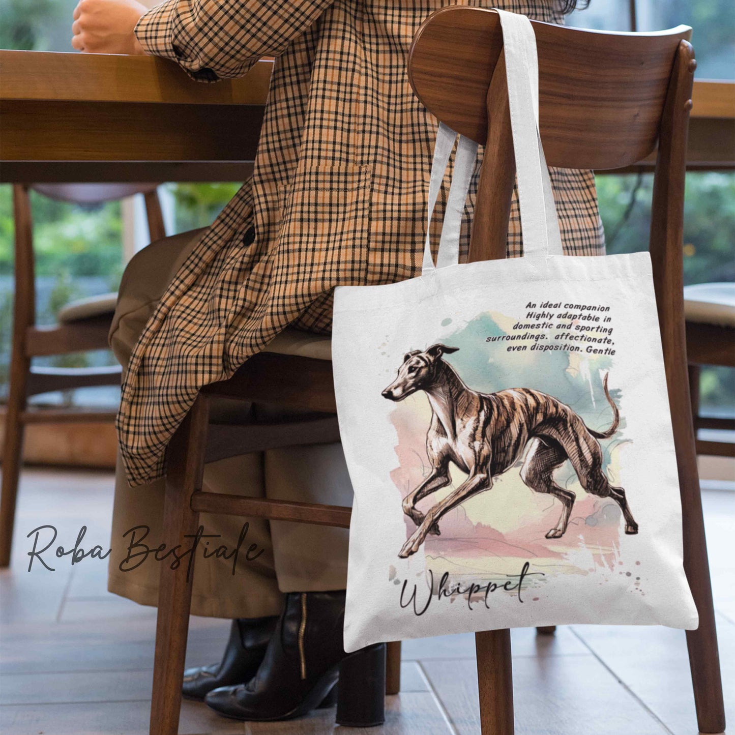 Shopper BEHAVIOR - WHIPPET Tigrato - Standard FCI - Diversi colori disponibili, 100% Cotone