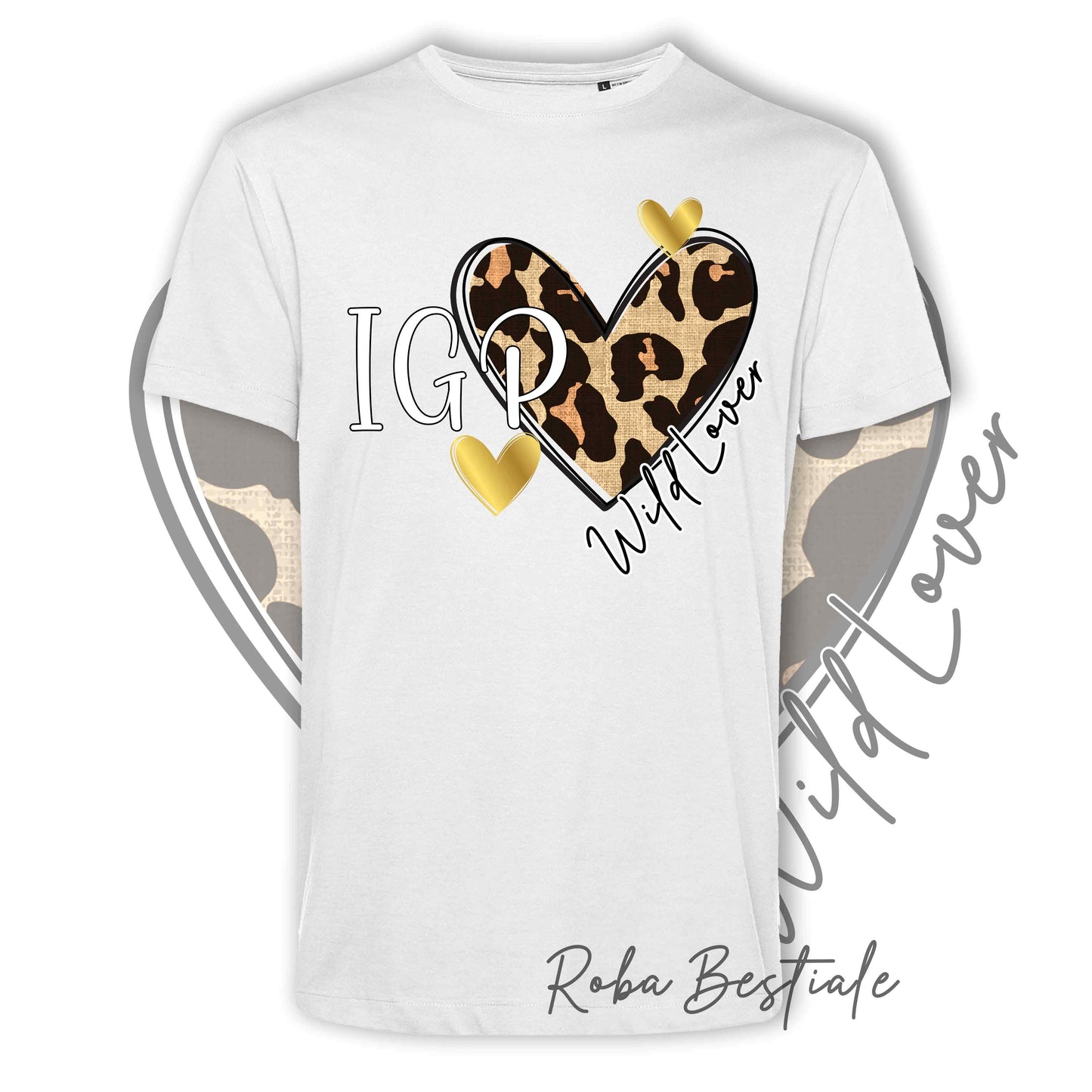 T-Shirt WILD LOVER - IGP - NERA, BIANCA O MARRONE - 100% Cotone, dalla XS alla 5XL