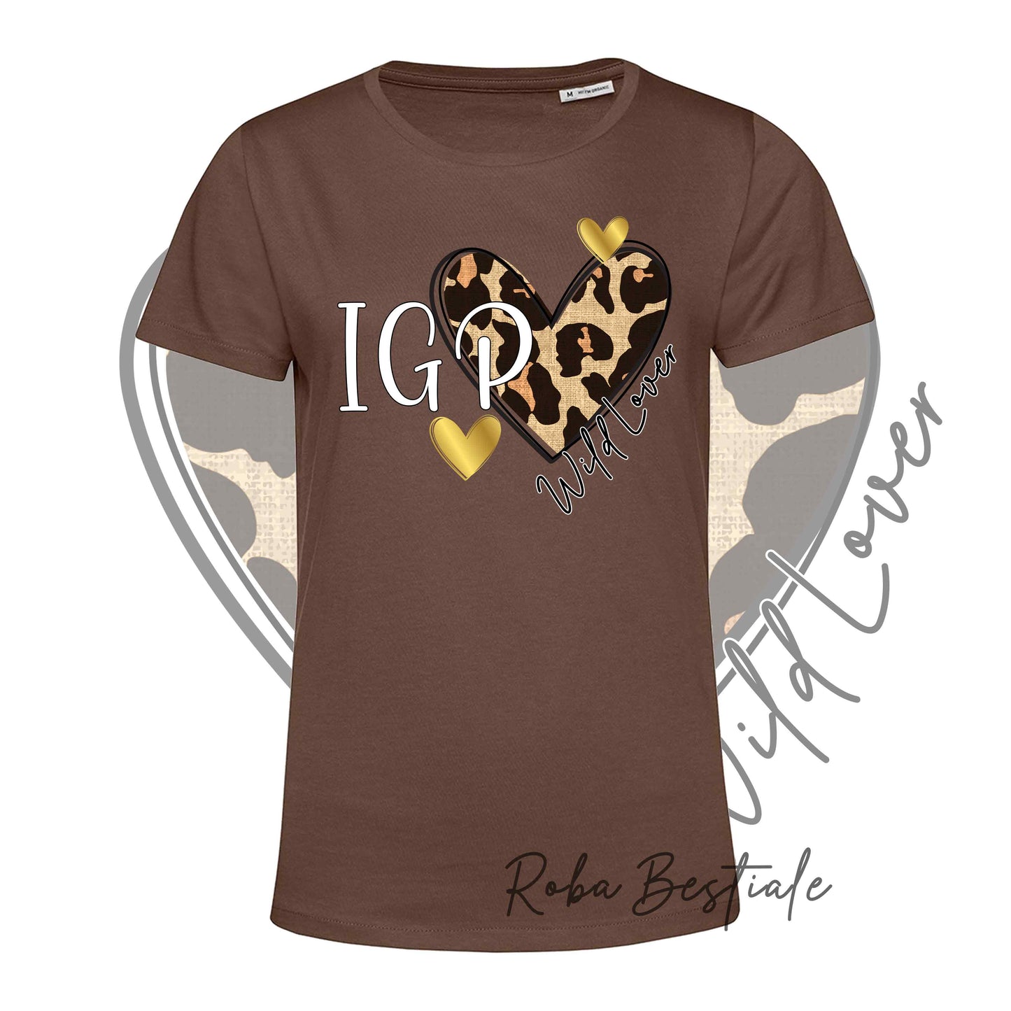 T-Shirt WILD LOVER - IGP - NERA, BIANCA O MARRONE - 100% Cotone, dalla XS alla 5XL