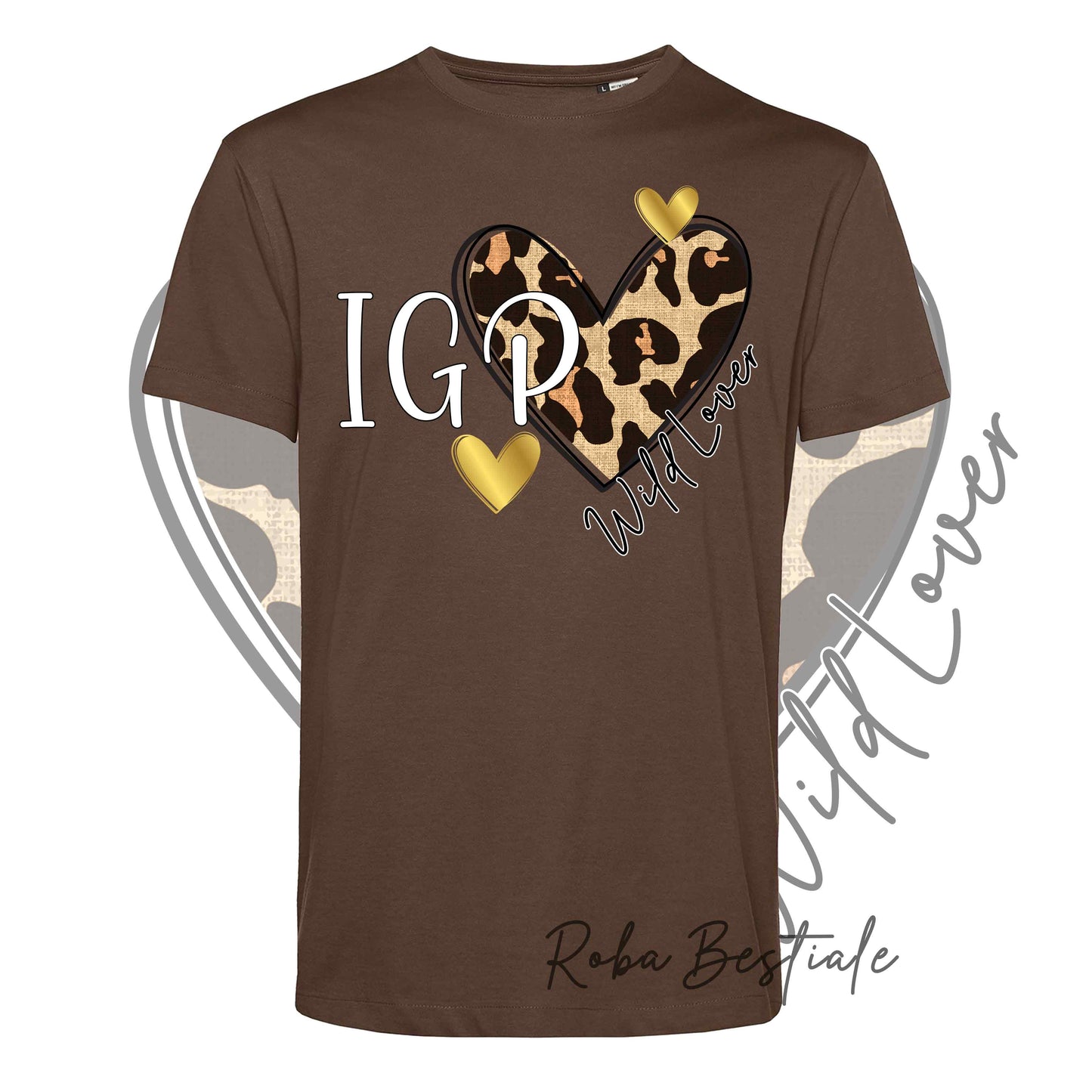 T-Shirt WILD LOVER - IGP - NERA, BIANCA O MARRONE - 100% Cotone, dalla XS alla 5XL