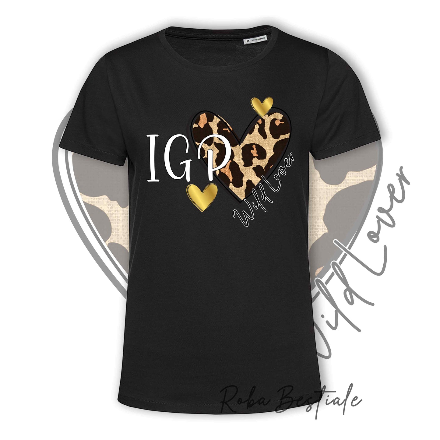 T-Shirt WILD LOVER - IGP - NERA, BIANCA O MARRONE - 100% Cotone, dalla XS alla 5XL