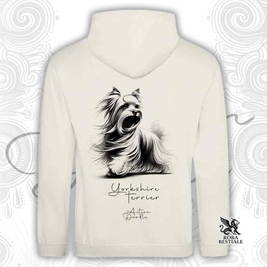 Felpa ACTION DOODLE - YORKSHIRE TERRIER - Con Cappuccio e Tasconi, diversi colori, Unisex - dalla XS alla 3XL