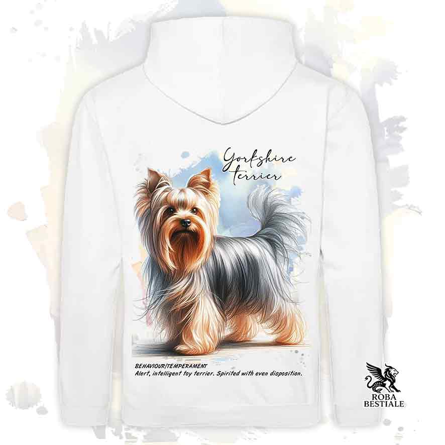 Felpa BEHAVIOR - YORKSHIRE TERRIER - Con Cappuccio e Tasconi, diversi colori, Unisex - dalla XS alla 3XL