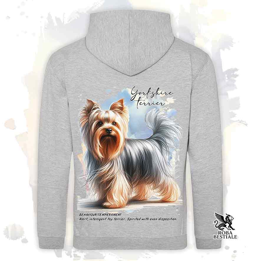 Felpa BEHAVIOR - YORKSHIRE TERRIER - Con Cappuccio e Tasconi, diversi colori, Unisex - dalla XS alla 3XL
