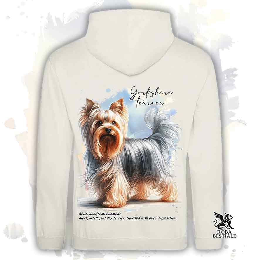 Felpa BEHAVIOR - YORKSHIRE TERRIER - Con Cappuccio e Tasconi, diversi colori, Unisex - dalla XS alla 3XL