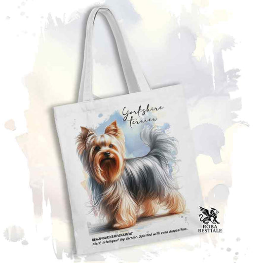 Shopper BEHAVIOR - YORKSHIRE TERRIER - 100% Cotone - Bianca o Beige