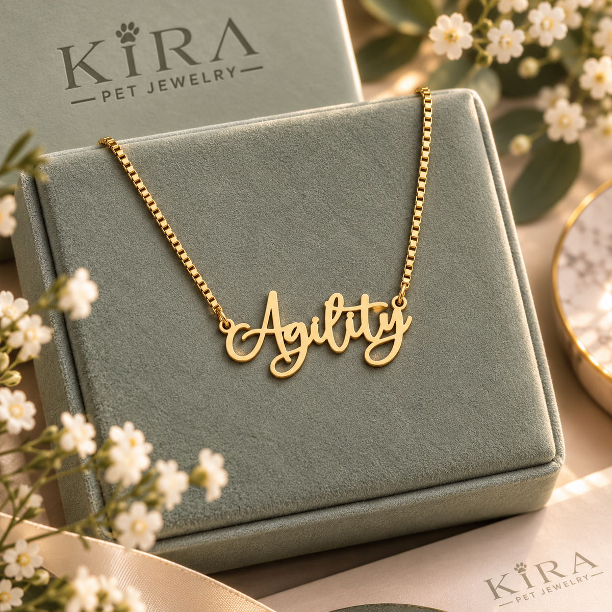 Collier KIRA PET JEWELRY - AGILITY - En Acier Inoxydable couleur OR - Avec chaîne à maillons serrés